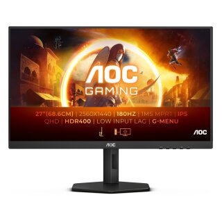 68,6cm/27" (2560x1440) AOC Gaming Q27G4X 16:9 QHD IPS 1ms 180Hz HDR400 HDMI DP Speaker Pivot Black