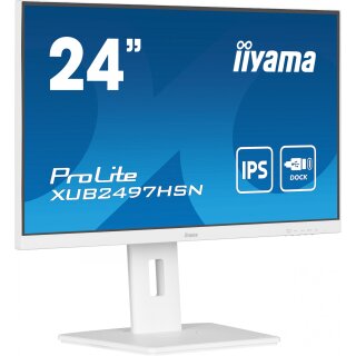 61cm/24" (1920x1080) iiyama ProLite XUB2497HSN-W1 16:9 FHD IPS HDMI DP USB-C Speaker Pivot White