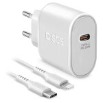 PD Reiselader 20W USB-C/Lightning/USB-C Kabel weiß