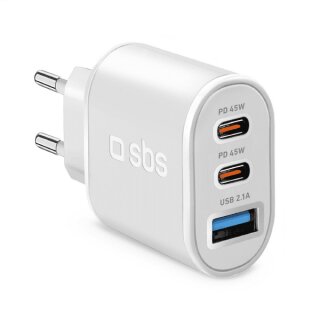 Reiselader 45W USB/2x USB-C weiß