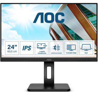 61cm/24" (1920x1080) AOC 24P2Q 16:9 4ms HDMI DVI VGA DisplayPort VESA Pivot Speaker Full HD Black