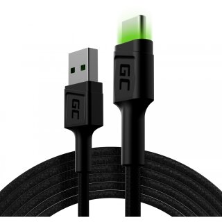 Green Cell USB-C > USB-A 2.0 (ST-ST) 2m Ladekabel LED Schwarz