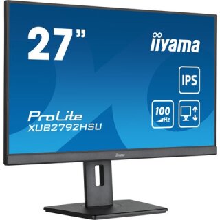 68,6cm/27" (1920x1080) iiyama ProLite XUB2792HSU-B6 16:9 FHD IPS 100Hz 0,4ms HDMI DP Pivot VESA Speaker Black