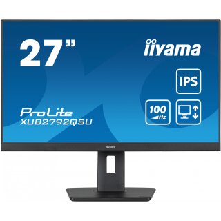 68,5cm/27" (2560x1440) iiyama ProLite XUB2792QSU-B6 16:9 WQHD IPS 100Hz 0,4ms HDMI DP USB Pivot Speaker Black