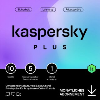 Kaspersky Plus – 10 Device, 1 Month - Subscription (ABO) – ESD-DownloadESD