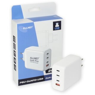 Z ALLNET Ersatznetzteil QC USB-C PD GaN Netzteil Power Supply200Watt 1x USB Typ-A QC 3x USB Typ-C**EU PLUG**