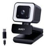 Aukey PC-LM6 Stream Series with Ring Light Full HD Webcam...