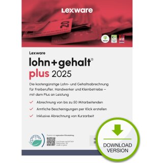 Lexware Lohn+Gehalt Plus 2025 - 1 Device, 1 Year - ESD-DownloadESD