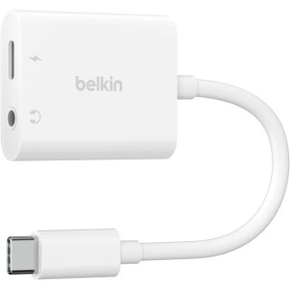 Belkin RockStar 3,5mm-Klinken-Audio- und USB-C-Ladeadapter wht
