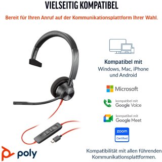 HP Poly Headset Blackwire C3310 Mono USB-C/A