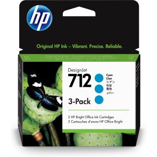 HP Tinte 3ED77A 712 3er Pack Cyan