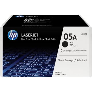 HP Toner CE505D 05A Schwarz 2 x 2.300 Seiten 2er-Pack