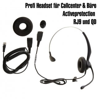 Headset Yealink YHS33 Profi RJ9 QD Telefon On-Ear Kopfhörer Mikrofon Callcenter