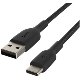 Belkin USB-C/USB-A Kabel ummantelt, 1m, schwarz