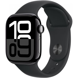 APPLE Watch Series 10 GPS 42mm Jet Black Aluminium Case with Black Sport Band - S/M