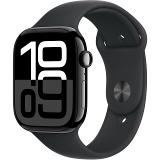 APPLE Watch Series 10 GPS 46mm Jet Black Aluminium Case with Black Sport Band - M/L