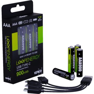 Verico LoopEnergy AAA900 4er-Pack wiederaufladbar USB-C