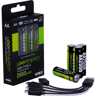 Verico LoopEnergy AA2550 4er-Pack wiederaufladbar USB-C