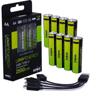 Verico LoopEnergy AA2550 8er-Pack wiederaufladbar USB-C