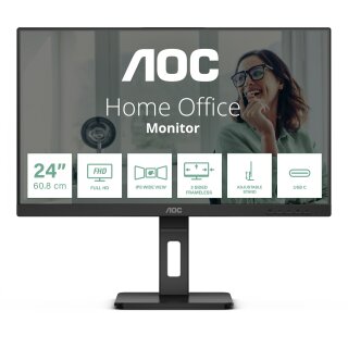 61cm/24" (1920x1080) AOC Pro-line 24P3CV 16:9 FHD IPS 4ms 75Hz HDMI DP USB-C Speaker Pivot Black