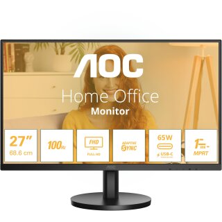 68,68cm/27" (1920x1080) AOC Basic-line 27B3CA2 16_AOC Basic-line 27B3CA2 16:9 FHD IPS 1ms 100Hz HDMI USB-C Speaker Black