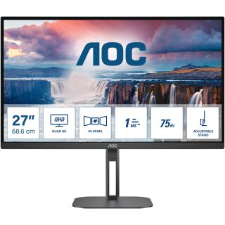 68,6cm/27" (2560x1440) AOC Value-line Q27V5N/BK 16:9 QHD VA 1ms 75Hz HDMI DP Speaker Black