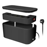 Kabelbox m. 5-fach-Steckdosenleiste USB/Schuko sch