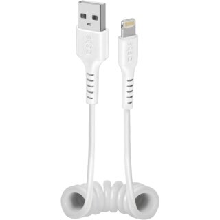 USB auf Lightning Spiralkabel 17-50cm weiß