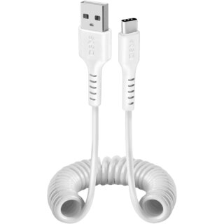 USB zu USB-C Spiralkabel 1m weiß