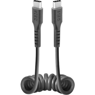 USB-C zu USB-C Spiralkabel 50cm schwarz