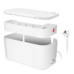 Kabelbox m. 5-fach-Steckdosenleiste USB/Schuko wei