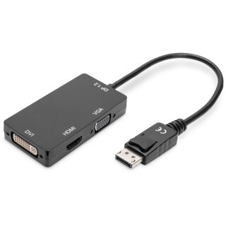 Digitus DisplayPort > HDMI. DVI. VGA (ST-BU) 0.2m Adapter 4K UHD 30Hz Black