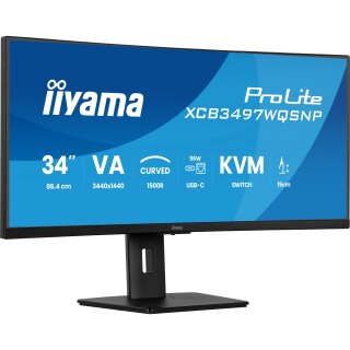 86,4cm/34" (3440x1440) iiyama ProLite XCB3497WQSNP-B1 21:9 UWQHD VA 0,4ms 120Hz HDMI DP USB-C Speaker Black