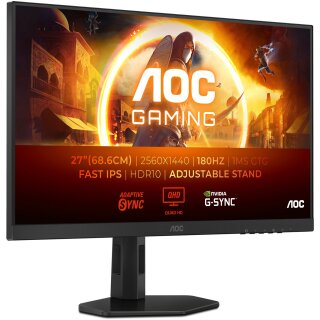 68,6cm/27" (2560x1440) AOC G4 Q27G4XF 16:9 QHD FastIPS 0,5ms 180Hz HDR10 HDMI DP Pivot Gaming Black
