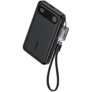 ANKER PowerBank 10.000mAh 22.5W 2x USB-C 1x USB-A inkl. Display und Lanyard schwarz