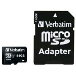 MicroSD Card 64GB Verbatim SDXC Premium Class10 + Adapte...
