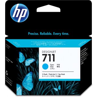 HP Tinte 711 (CZ134A) cyan Druckerpatronen. 3er-Set
