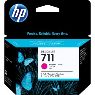 HP Tinte 711 (CZ135A) magenta Druckerpatronen. 3er-Set