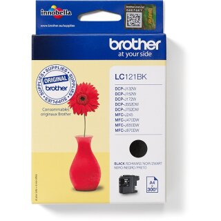 Brother Tinte LC-121BK Schwarz bis zu 300 Seiten nach ISO/IEC 24711