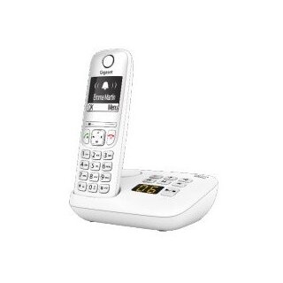 GIGASET A690A weiss Anrufbeantworter einstellbare Klangprofile Freisprechen Telefonbuch fr 100 Namen bel. schwarz - wei Display