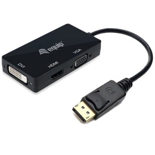Equip Displayport->HDMI/VGA/DVI Adapter St/Bu schwarz