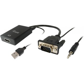 Equip VGA auf HDMI Adapter. mit Audio. schwarz. 15cm