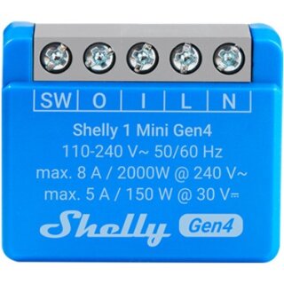 Shelly Relais "1 Mini Gen4" WLAN BT max. 8A 1 Kanal WLAN Matter Zigbee Bluetooth Unterputz