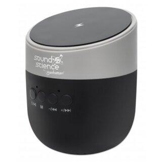 MANHATTAN Sound Science Bluetooth-Lautsprecher mit Induktionsladepad bis zu 5W 5V/1A Bedienelemente MicroSD-Slot schwarz/anthrazit