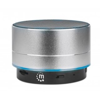 MANHATTAN Metallic LED-Bluetooth-Lautsprecher buntes Licht Bedienelemente USB-A-Port MicroSD-Kartenslot 3.5mm-Klinkenbuchse silber