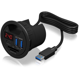 HUB Tisch-Hub mit 2 Kartenlesern. Ladefunktion und LED Anzeige ICY BOX