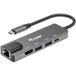 Equip Dock USB-C->HDMI.2xUSB3.0.GbE.100WPD 25cm si