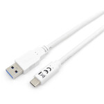 Equip Kabel USB-A 3.2 -> C St/St 1.00m 3A/20V ws