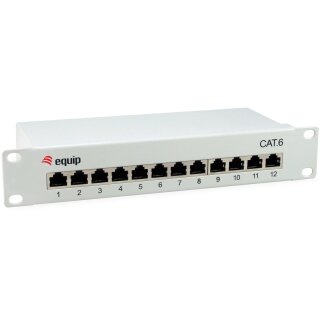 Equip Patchpanel 12x RJ45 Cat6 10" FTP 1HE ISO/IEC hellgrau