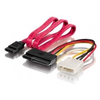 Equip Stromkabel SATA 15+7pol Bu > 4pin+SATA 7pin St/B Polybeutel